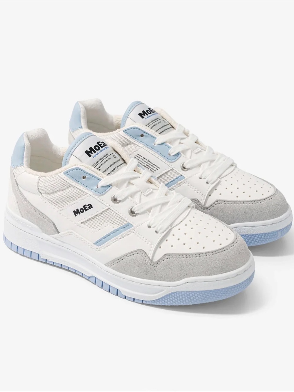 MoEa White & Light Blue Low-Top Sneakers